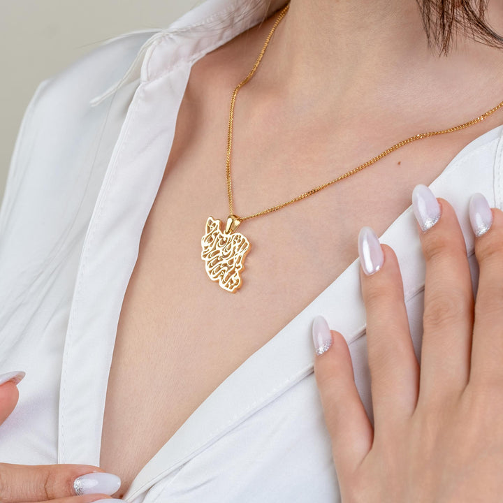 Iran Calligraphy Map Necklace
