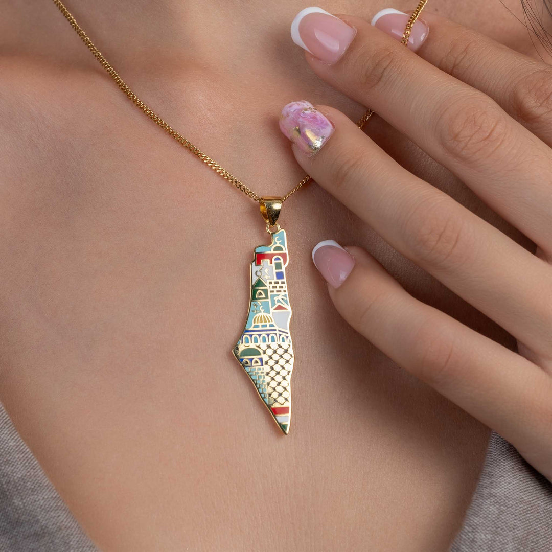 Enamel palestine necklace