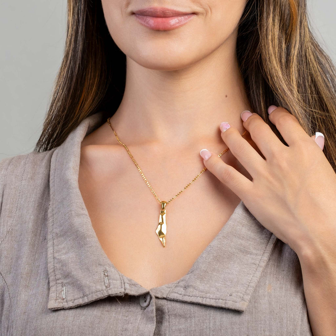 3D Palestine Map outline necklace