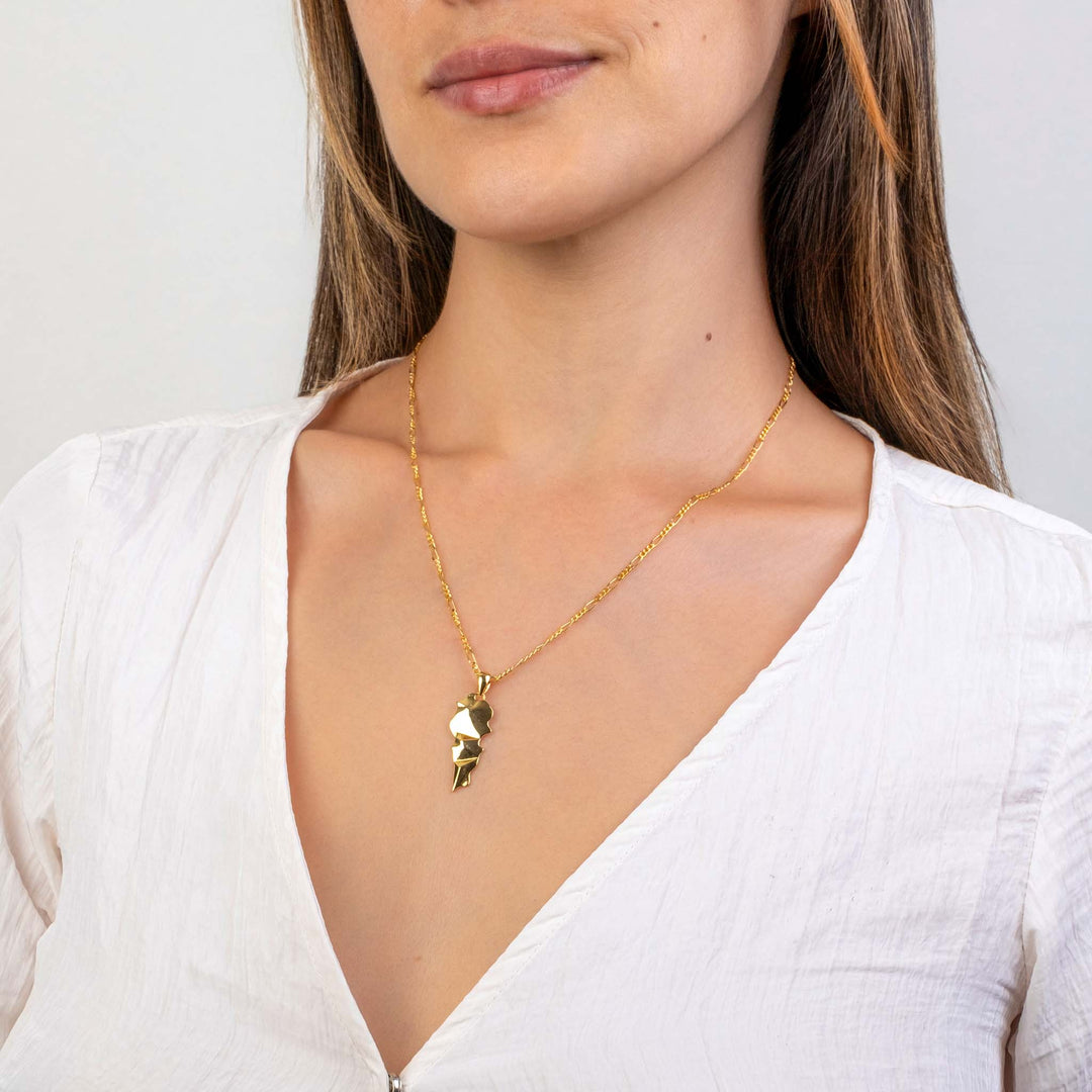 3D Lebanon Map outline necklace