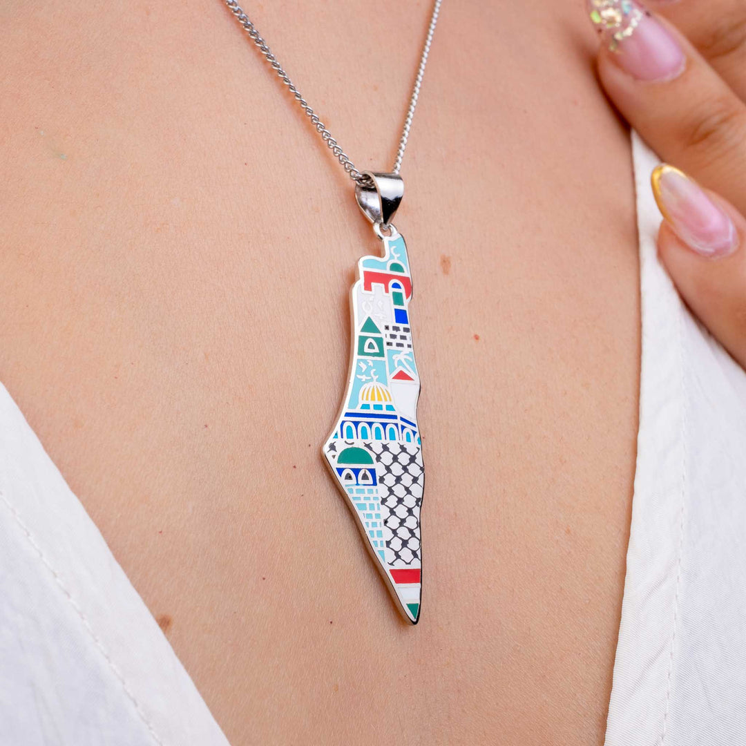 Enamel palestine necklace