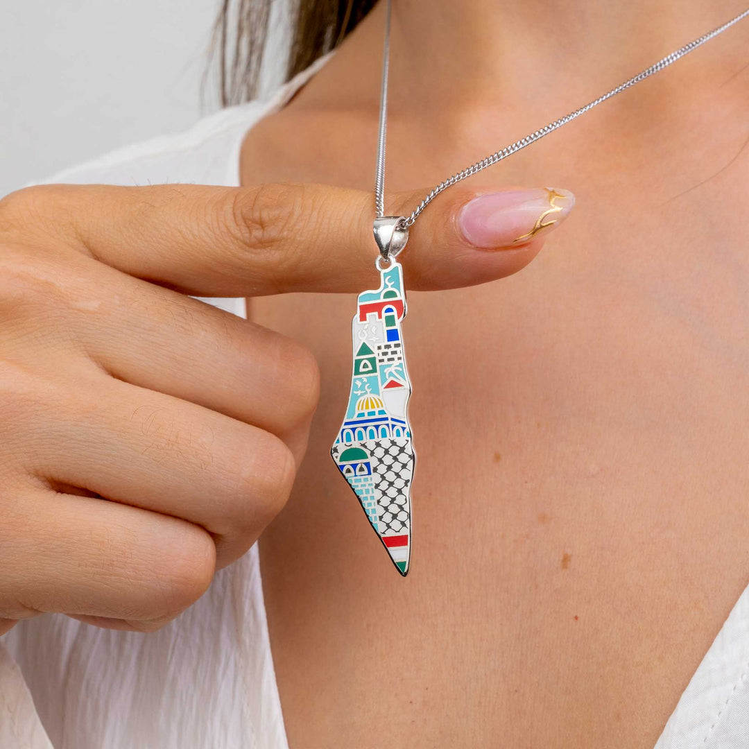 Enamel palestine necklace