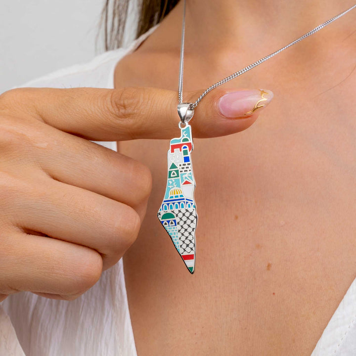 Enamel palestine necklace