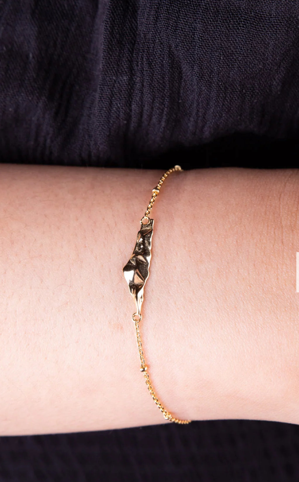 14K gold Palestine map bracelet
