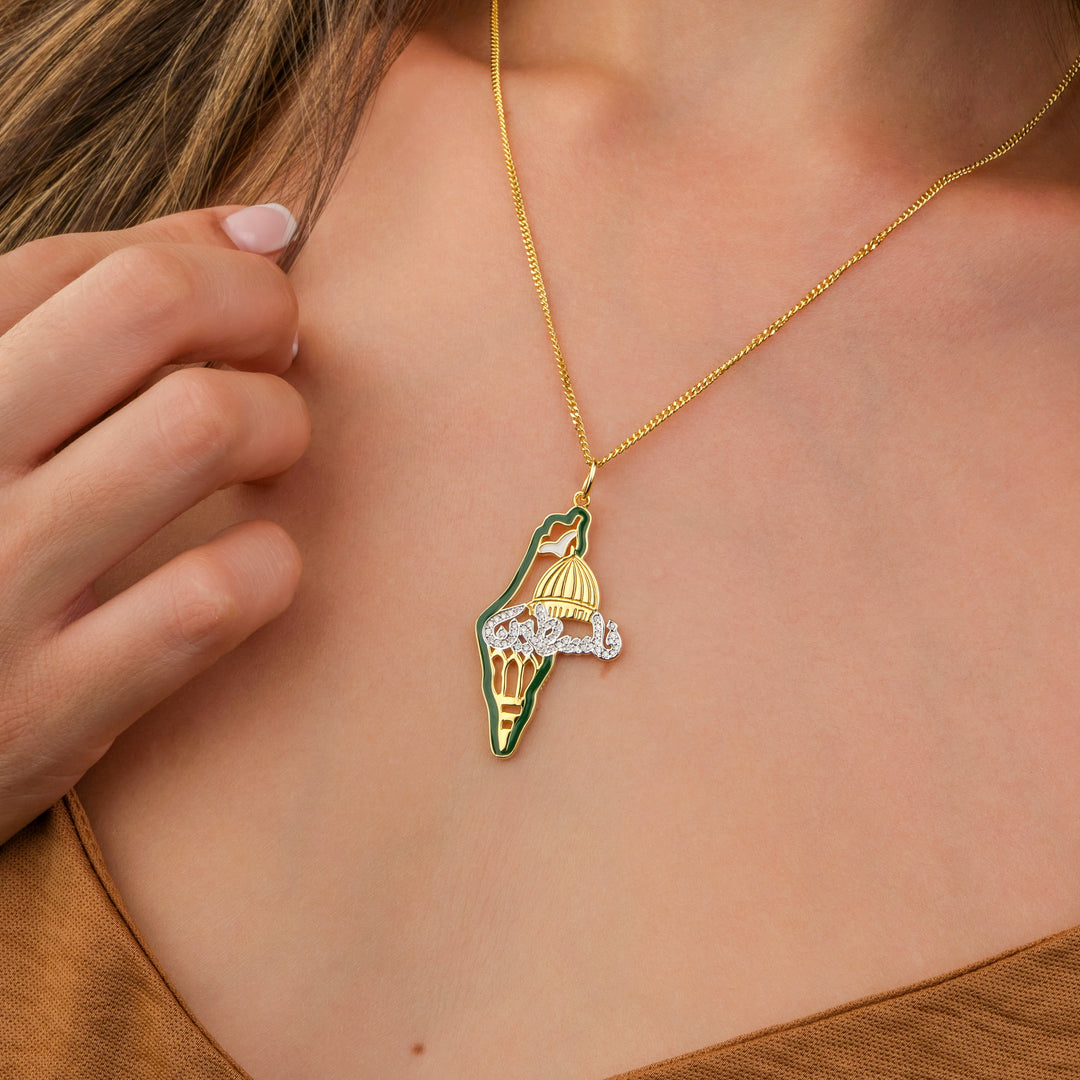 Palestine Aqsa Map Necklace