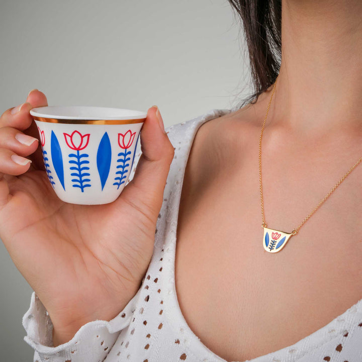 Coffee Cup Enamel Necklace