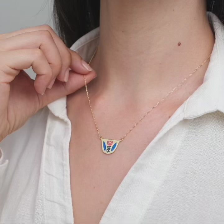 Coffee Cup Enamel Necklace