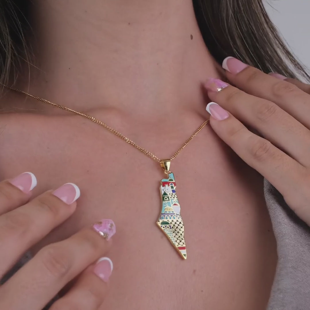 Enamel palestine necklace
