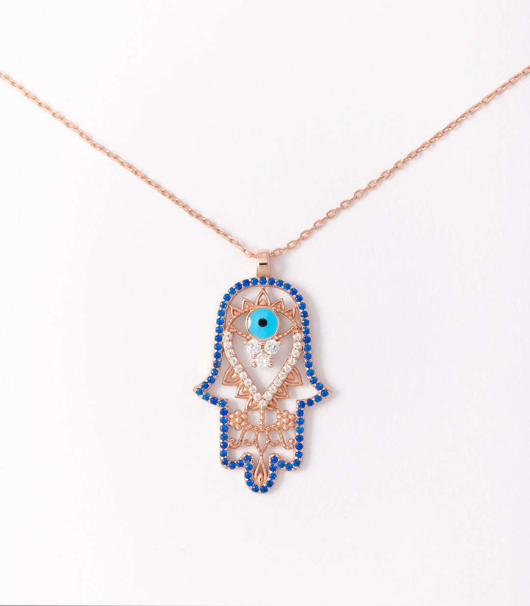 Hamsa Evil Eye with Lapis Stone Necklace