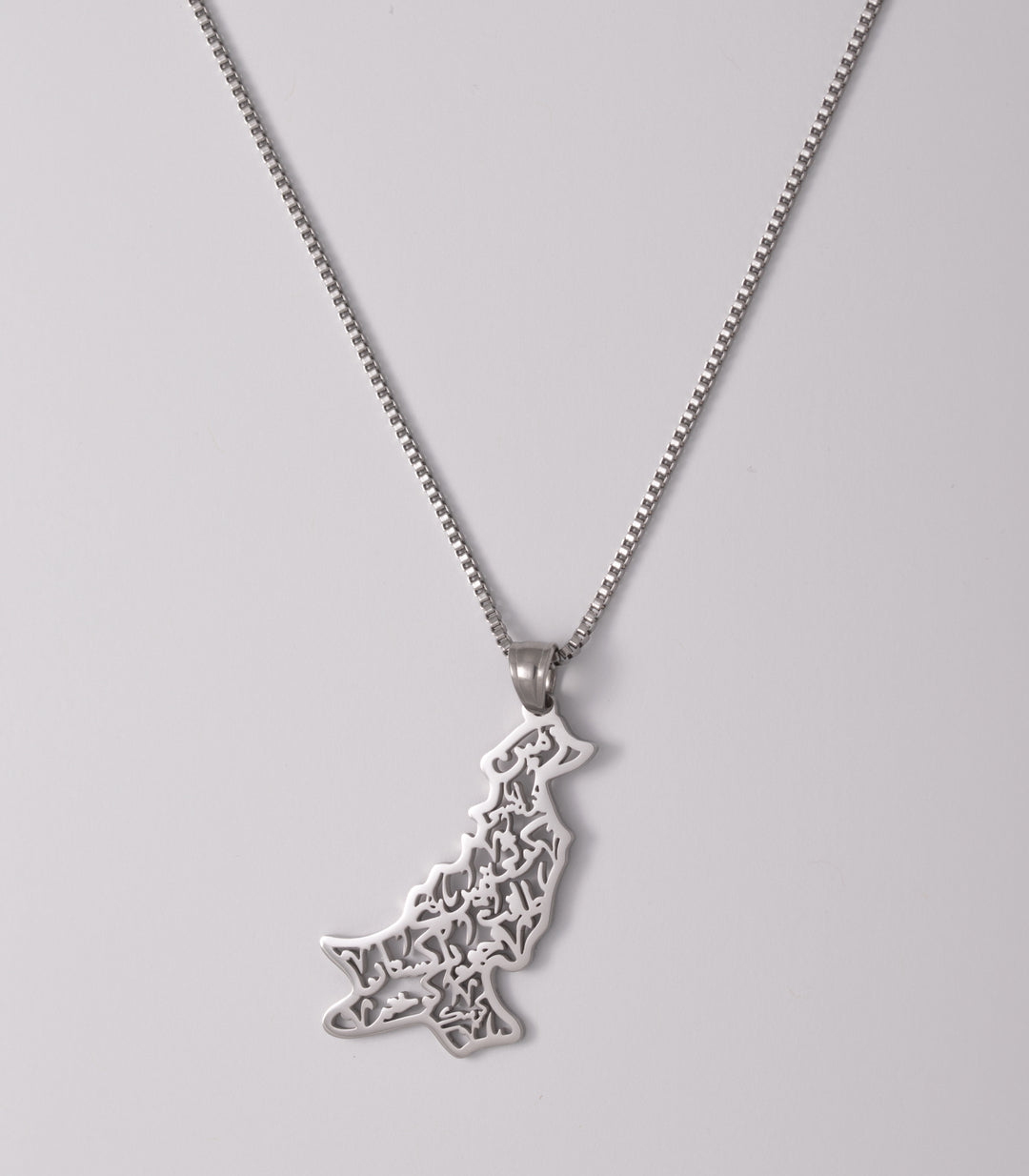 Pakistan Calligraphy Map Necklace