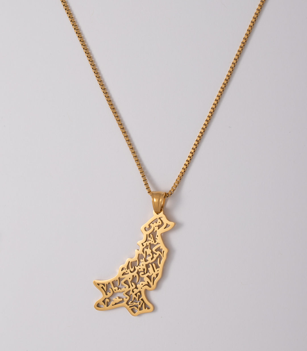 Pakistan Calligraphy Map Necklace