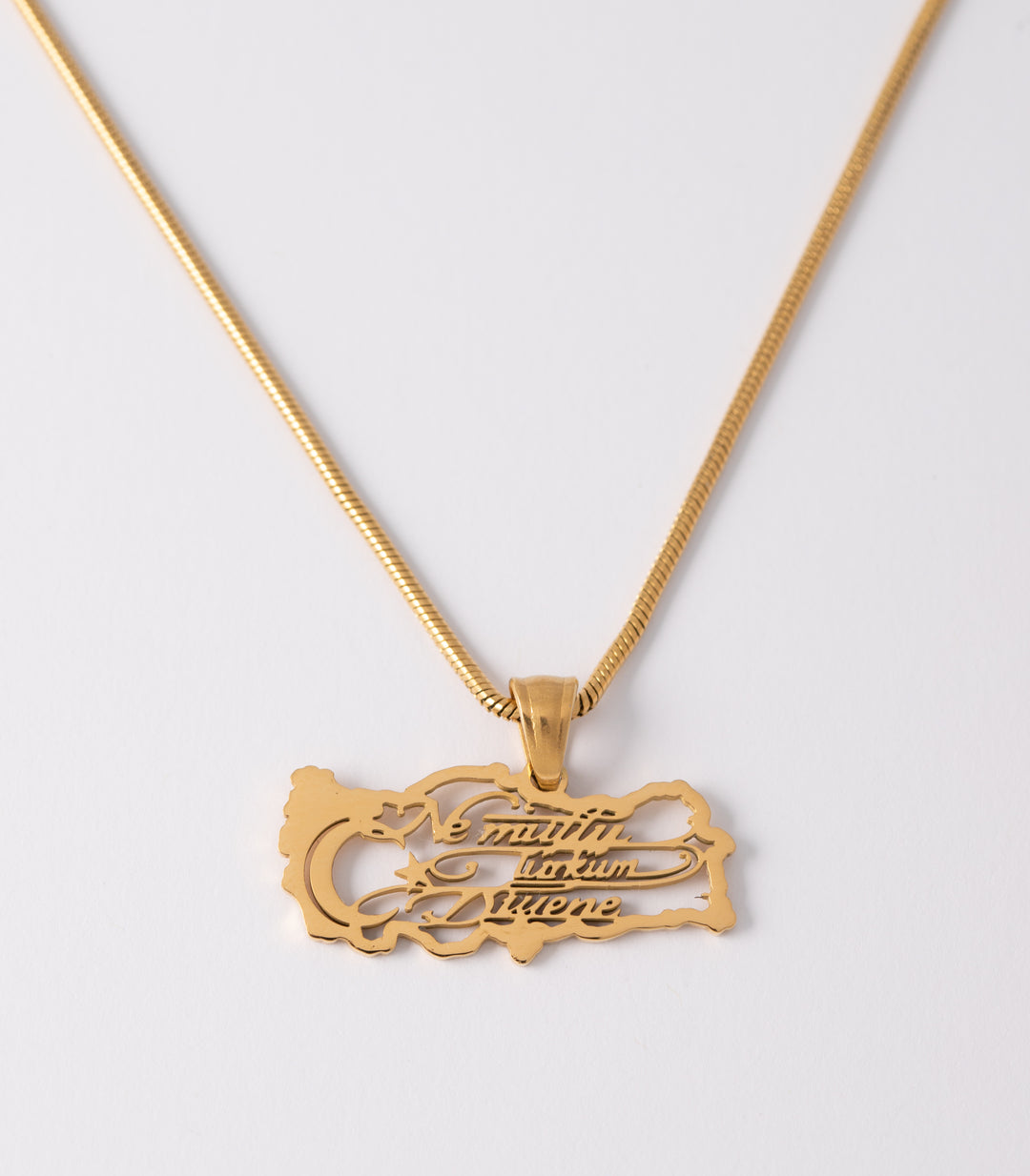 Turkey Calligraphy Map Necklace