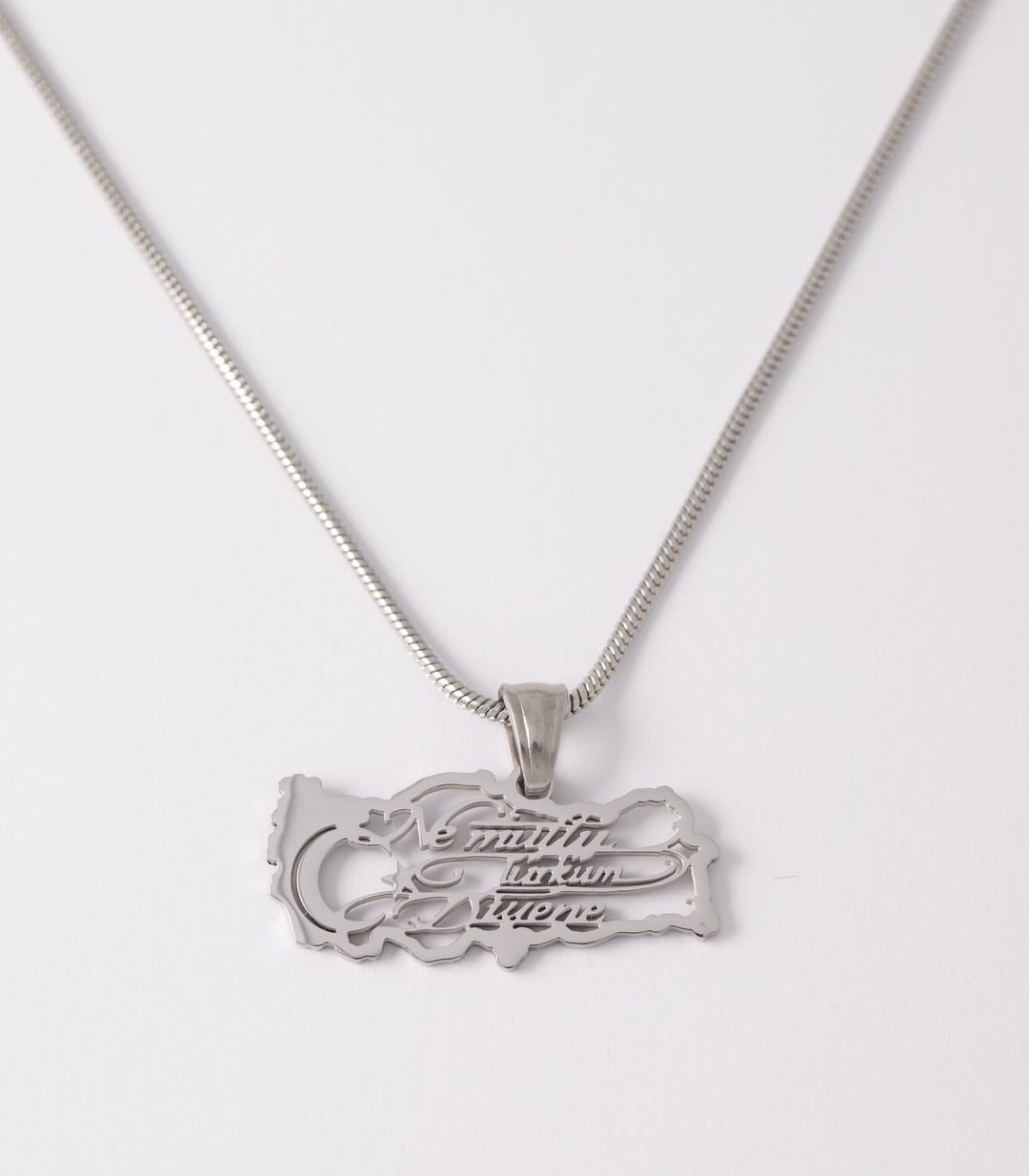 Turkey Calligraphy Map Necklace