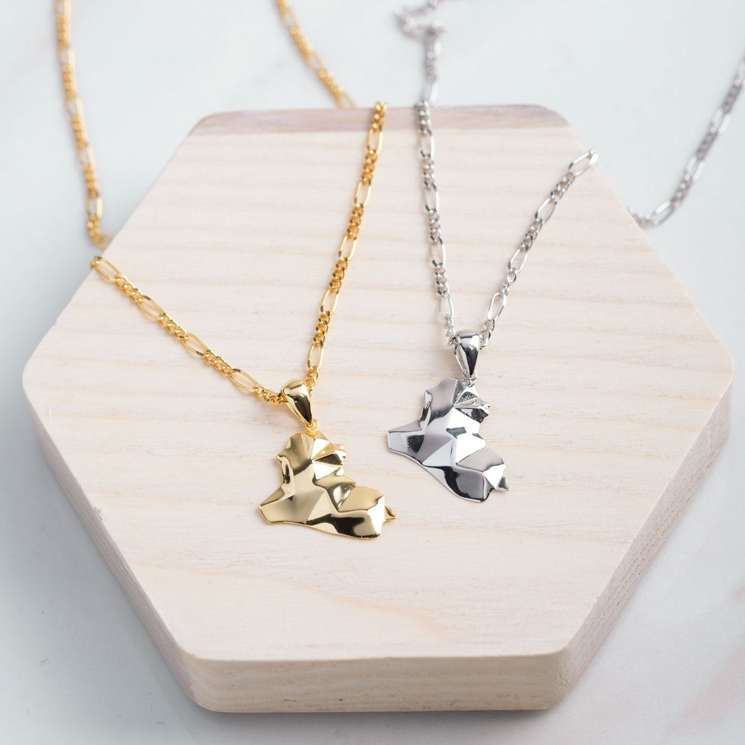 3D Iraq Map outline necklace