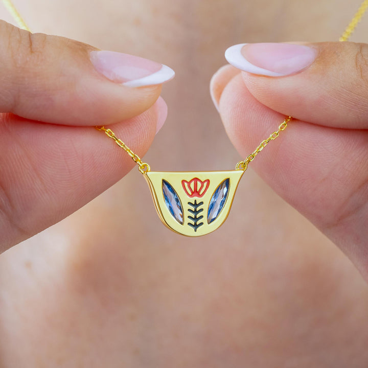 Sapphire Blue Coffee Cup Necklace