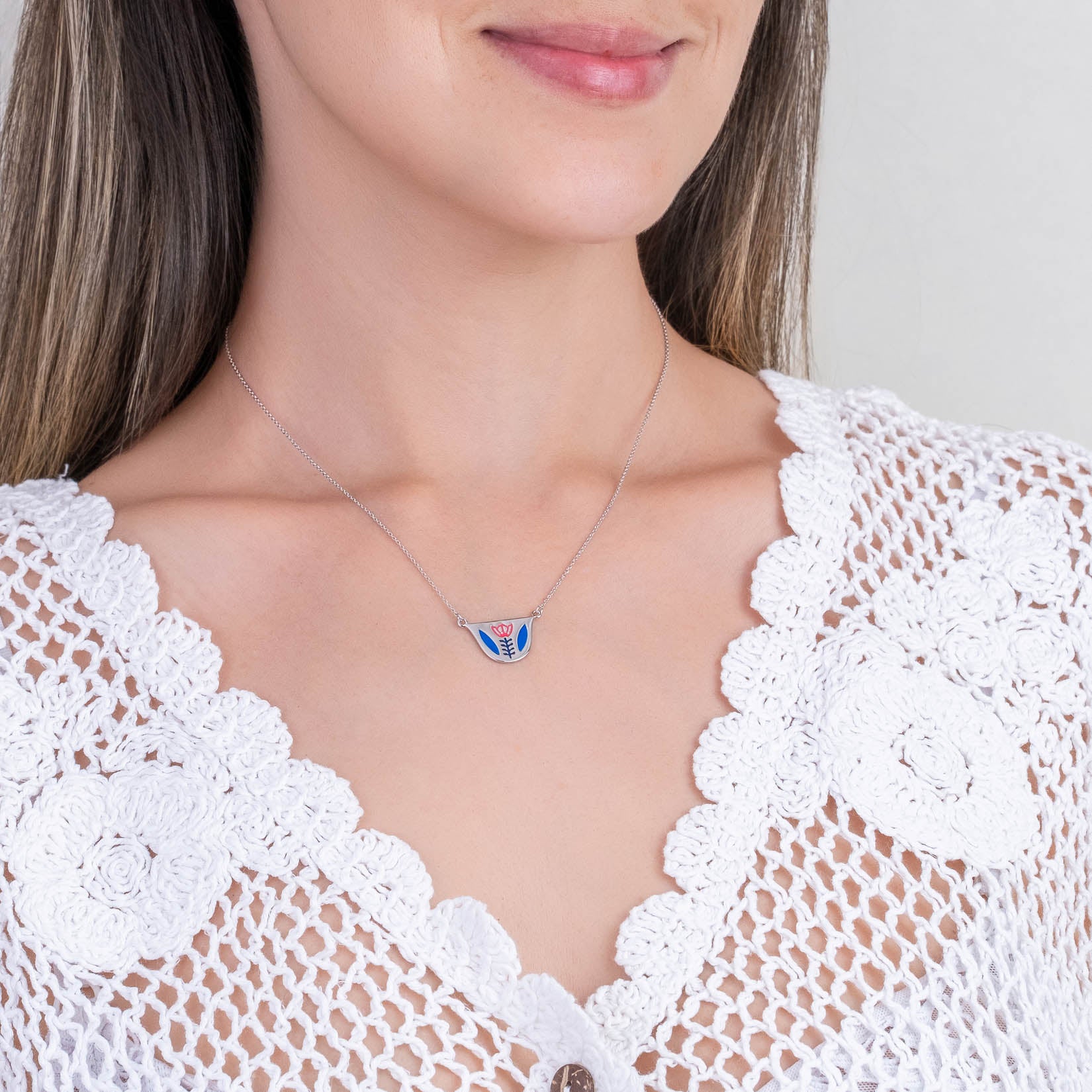 Coffee Cup Enamel Necklace – Tímalaus