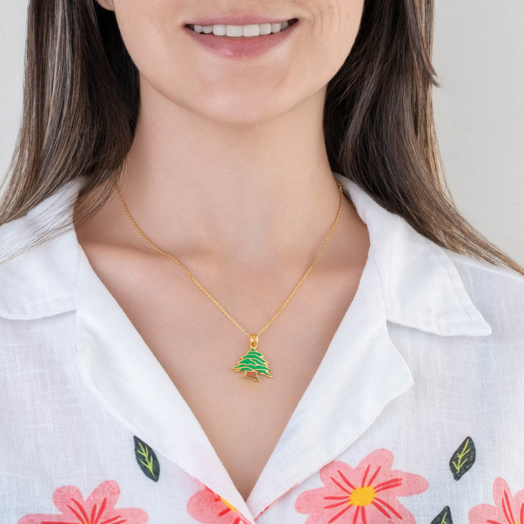 Lebanon Enamel Cedar Necklace