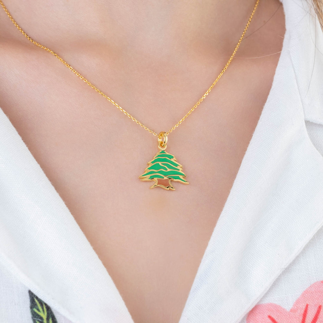 Lebanon Enamel Cedar Necklace