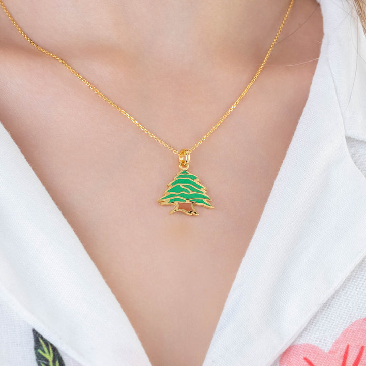 Lebanon Enamel Cedar Necklace