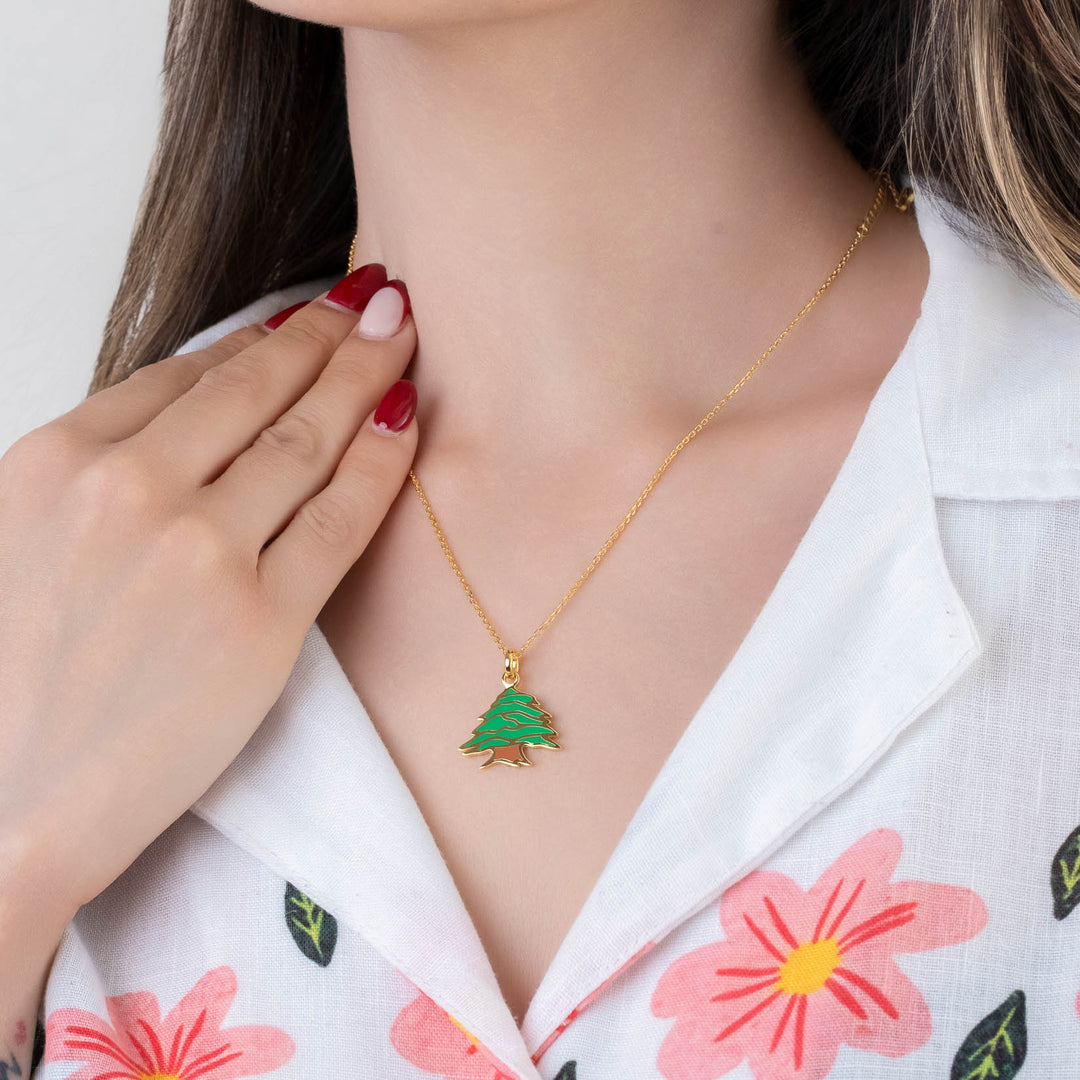 Lebanon Enamel Cedar Necklace