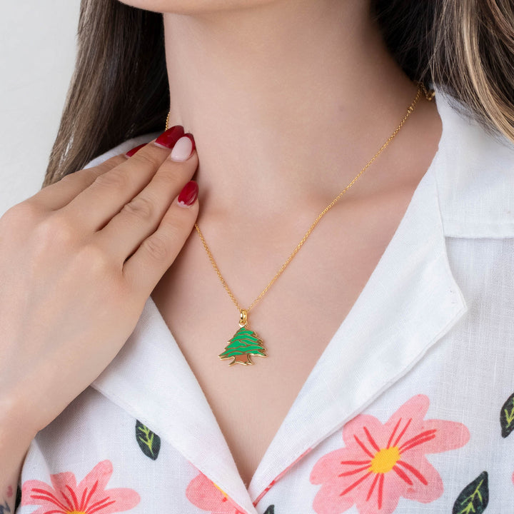 Lebanon Enamel Cedar Necklace