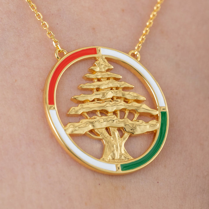 Lebanon Circular Enamel Cedar Necklace