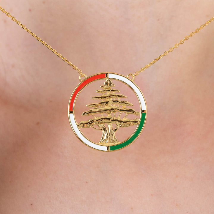Lebanon Circular Enamel Cedar Necklace