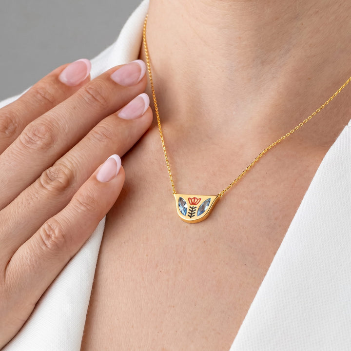 Sapphire Blue Coffee Cup Necklace