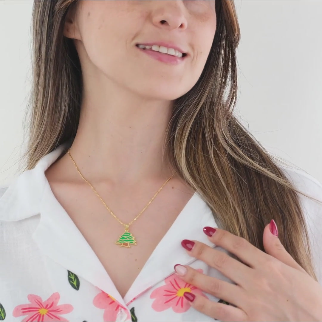 Lebanon Enamel Cedar Necklace