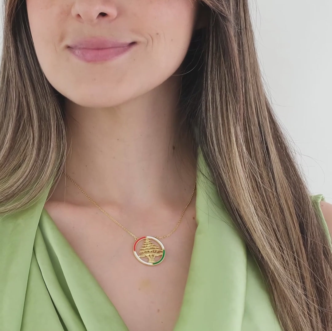 Lebanon Circular Enamel Cedar Necklace