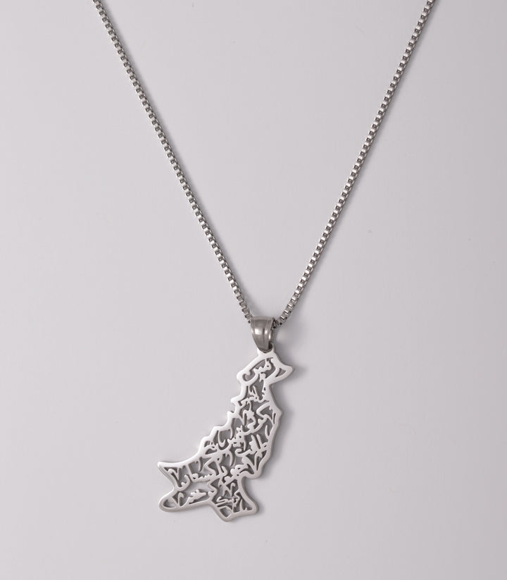 Pakistan Calligraphy Map Necklace